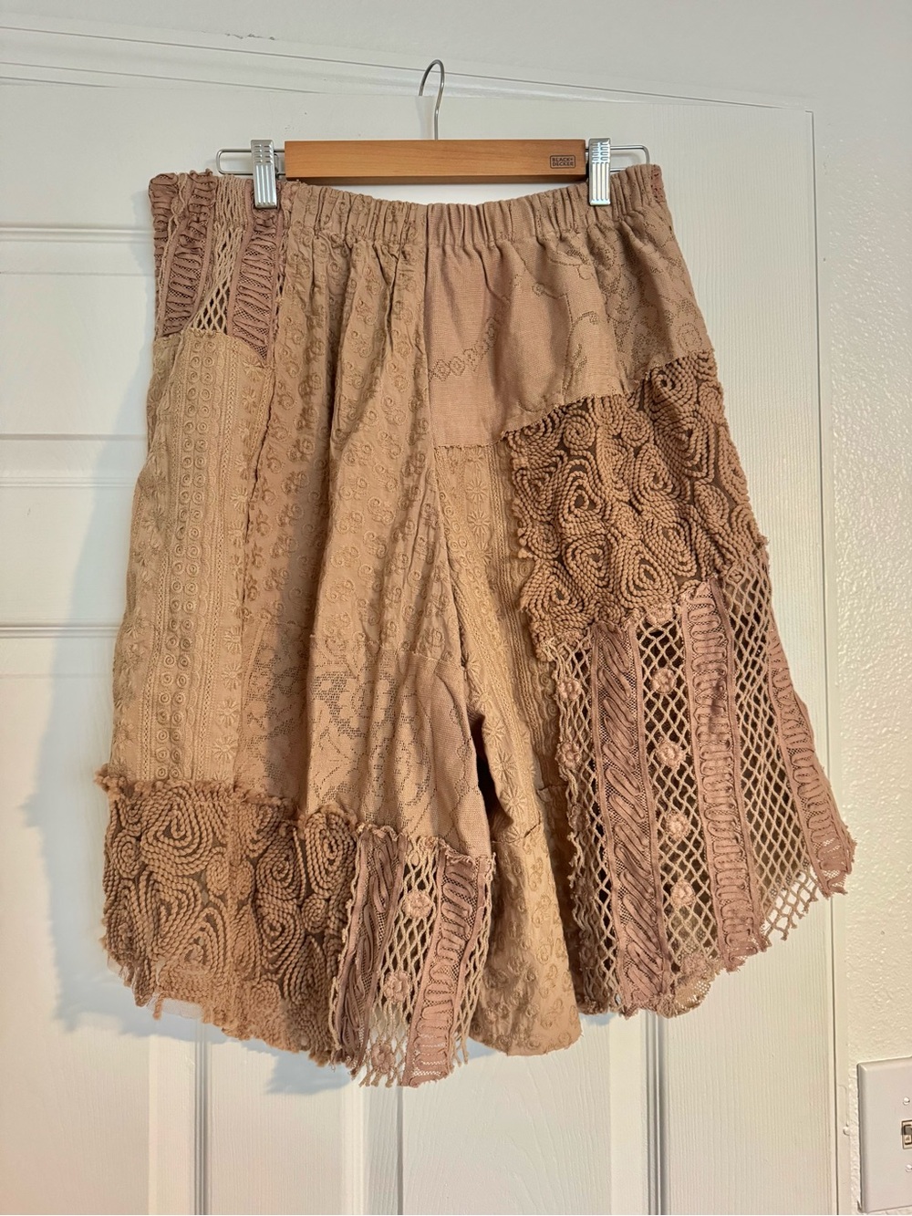 Free People Tess Patched Shorts Brownie Lace Patchwork Bermuda Shorts Size S NWT - Picture 6 of 6
